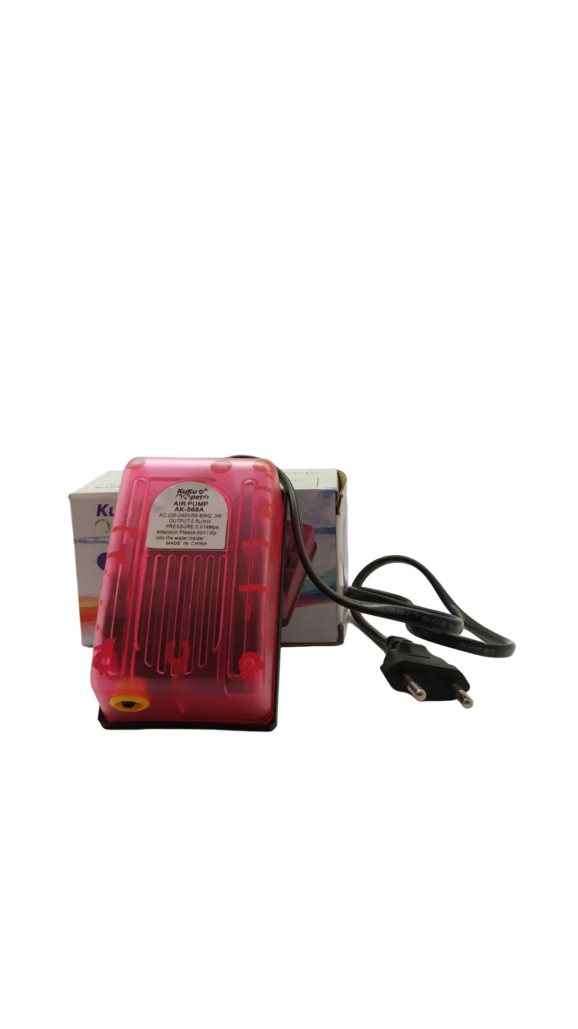 KuKu AK-568A Aquarium Air Pump - 3W Single Outlet Quiet Fish Tank Aerator 2.5L/min (Pink)