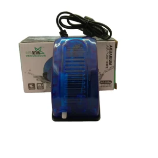 VenusAqua AP-208A Blue Aquarium Air Pump - Quiet Fish Tank Aerator & Oxygenator