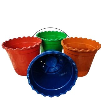 vibrant multi colored plastic flower pots 6-inch