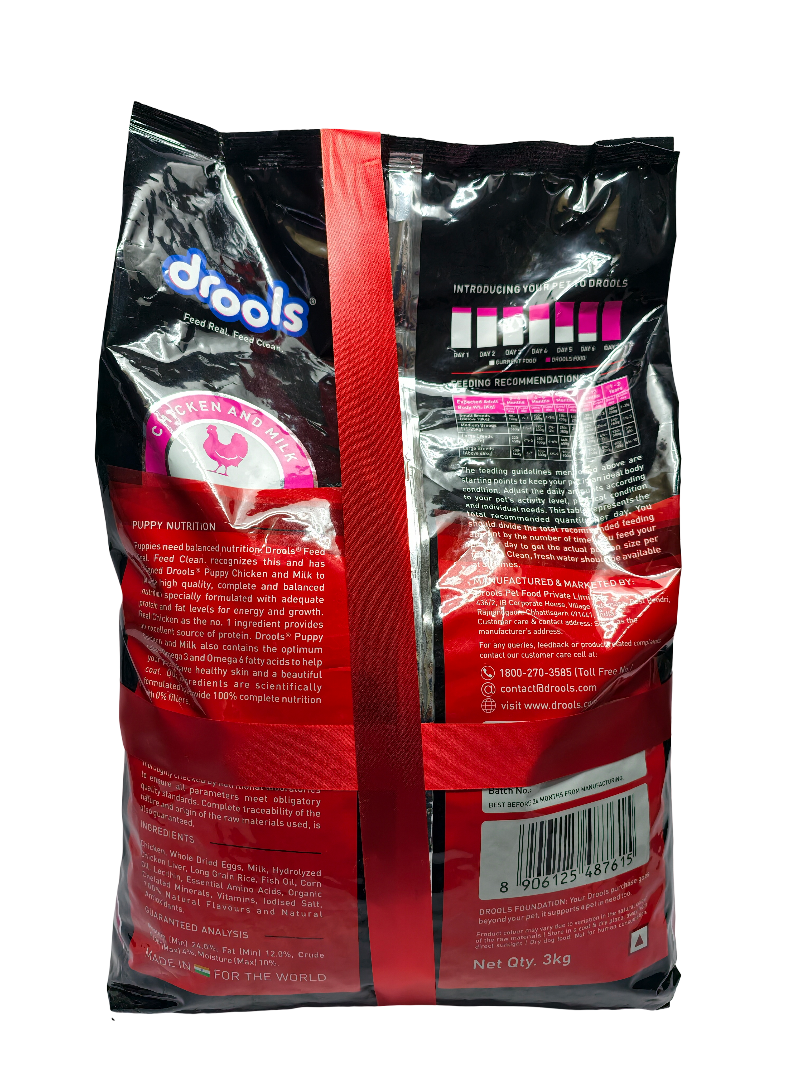 Drools Puppy Nutrition Dog Food – Chicken & Milk, Complete & Balanced Dry Puppy Food for Healthy Growth, 3 kg (With Free Gravy Offer) - Image 2