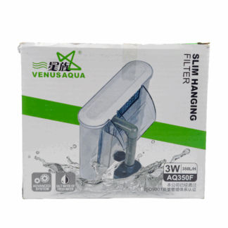 Venus Aqua AQ350F Slim Hanging Aquarium Filter – 3W Powerful External Hang-On Filter with 350 L/H Flow for Freshwater & Marine Tanks