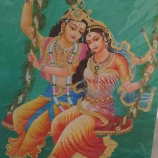 Traditional Radha Krishna Tanjore Painting – Intricate Gold Work & Meenakari Accents