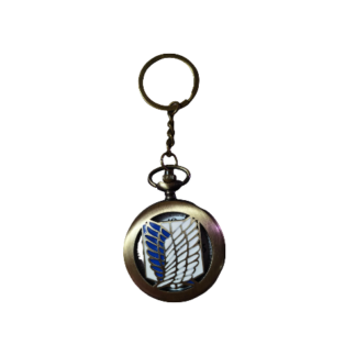 Anime Inspired Wings Pocket Watch Keychain – Vintage Bronze Quartz Pendant Watch with Chain | Stylish Collectible Key Ring Watch for Men & Women