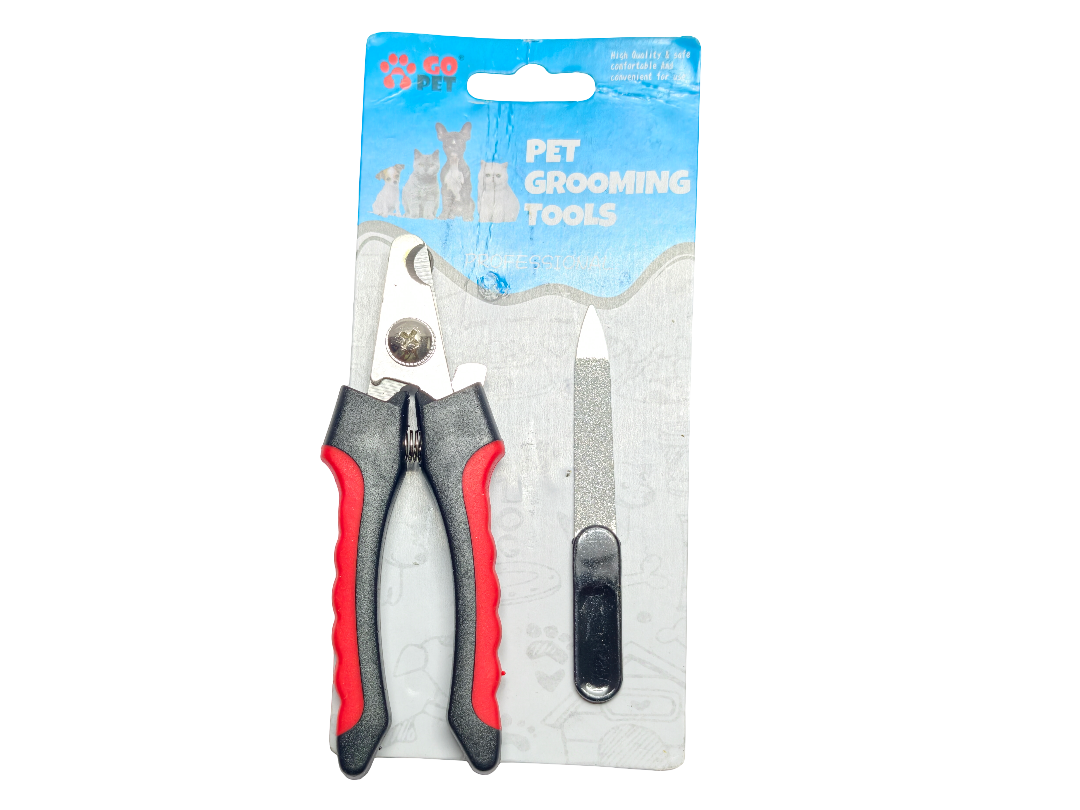 GO PET Professional Pet Nail Cutter with Nail File | Stainless Steel Dog & Cat Nail Clipper | Anti-Slip Red & Black Handle Grooming Tool for Puppies & Small Dogs - Image 2