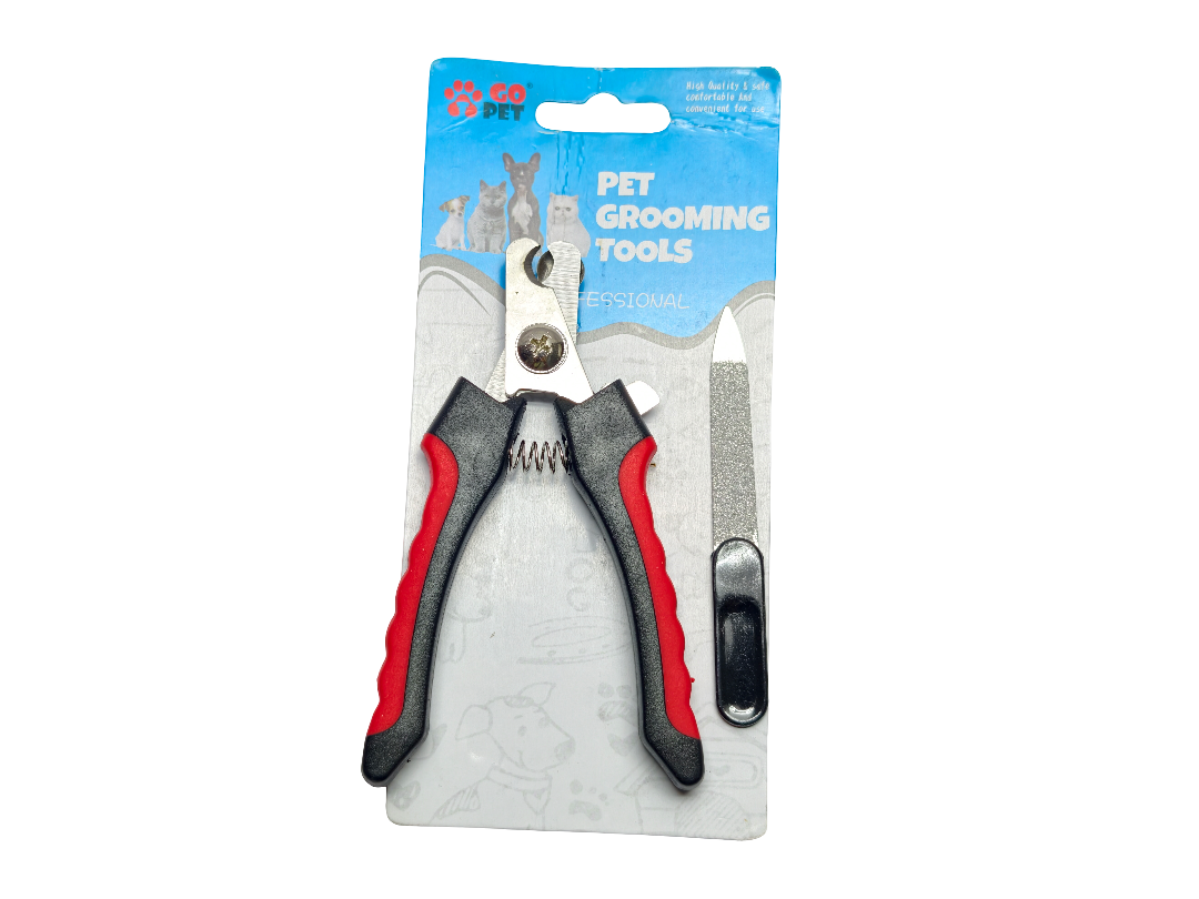 GO PET Professional Pet Nail Cutter with Nail File | Stainless Steel Dog & Cat Nail Clipper | Anti-Slip Red & Black Handle Grooming Tool for Puppies & Small Dogs - Image 3