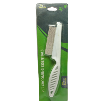 Petex Stainless Steel Flea & Lice Comb for Dogs & Cats | Fine Tooth Pet Grooming Comb | Anti-Slip Handle Tick & Flea Removal Tool