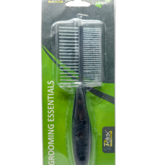 Petex Double-Sided Flea Comb for Dogs & Cats | Stainless Steel Fine & Wide Tooth Grooming Comb | Lice, Tick & Loose Hair Removal Tool