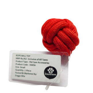 Premium Cotton Rope Ball Dog Toy – Durable Chew Toy for Puppies & Small Dogs – Dental Cleaning, Bite Resistant, Interactive Pet Play Ball – Red Rope Knot Dog Toy Small Size