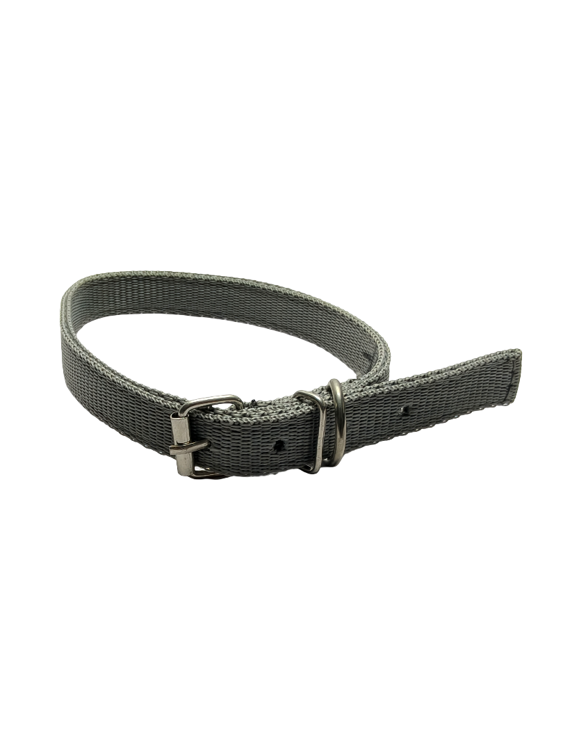 Premium Adjustable Nylon Dog Collar – Heavy Duty Soft Comfortable Pet Collar with Metal Buckle & D Ring – Durable Training Walking Dog Neck Collar – Grey Dog Collar